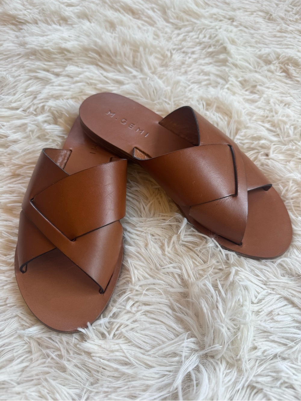 M. Gemi Leather Crossover Sandals
